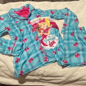 Nickelodeon M jojo siwa shorts pj’s long sleeve button sown top 💯polyester euc